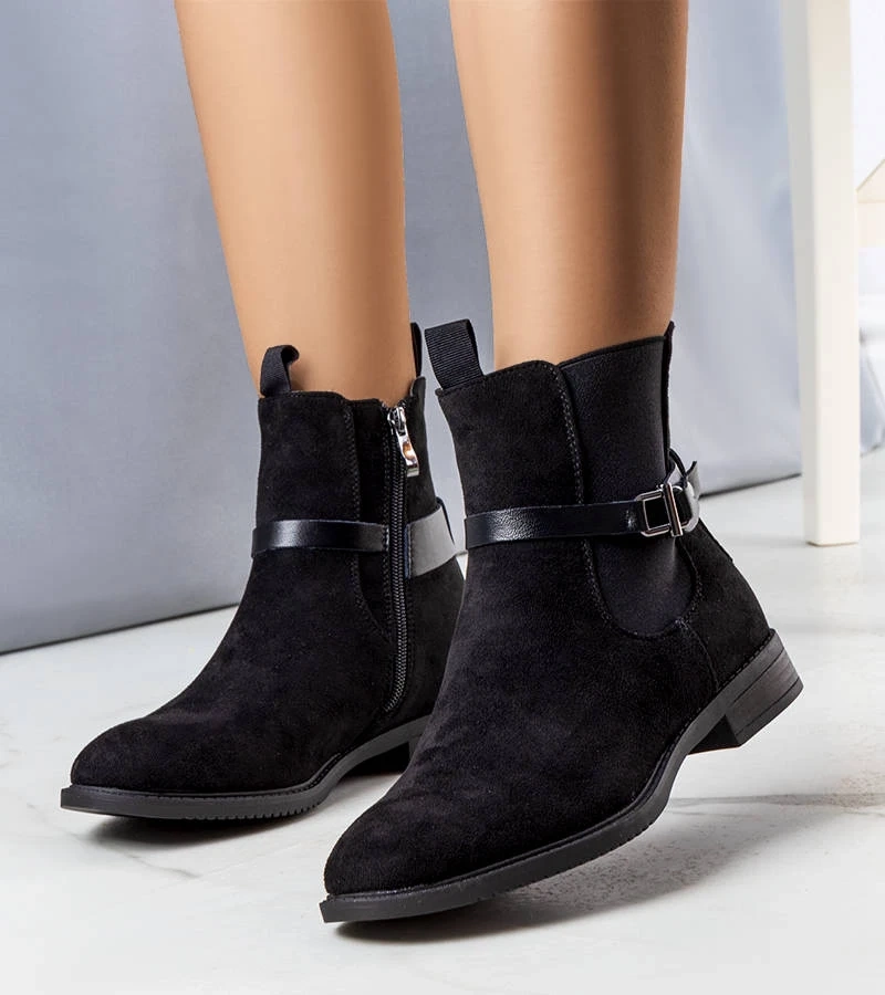 Schwarze, gefütterte klassische Stiefeletten Odila