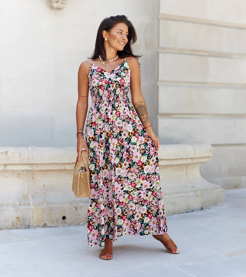 Rosa gemustertes Kleid Aza