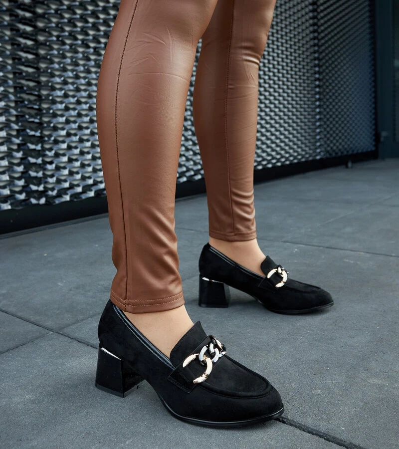 Schwarze Blockabsatz-Pumps aus Öko-Wildleder von Brenta