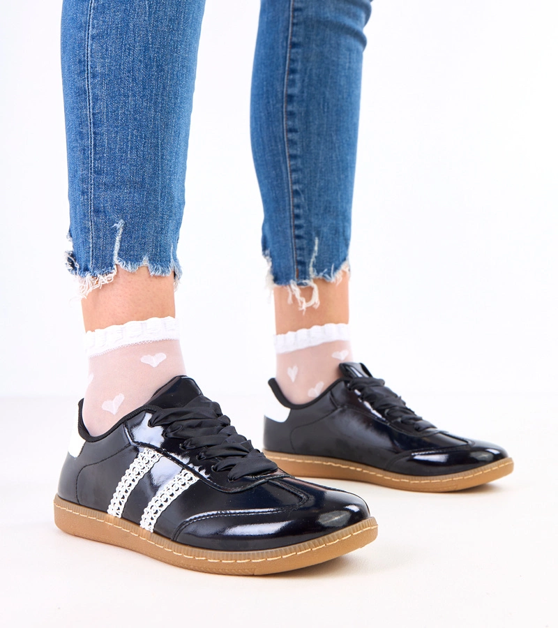 Damen-Sneaker in Schwarz mit Satinschnürsenkeln Madres