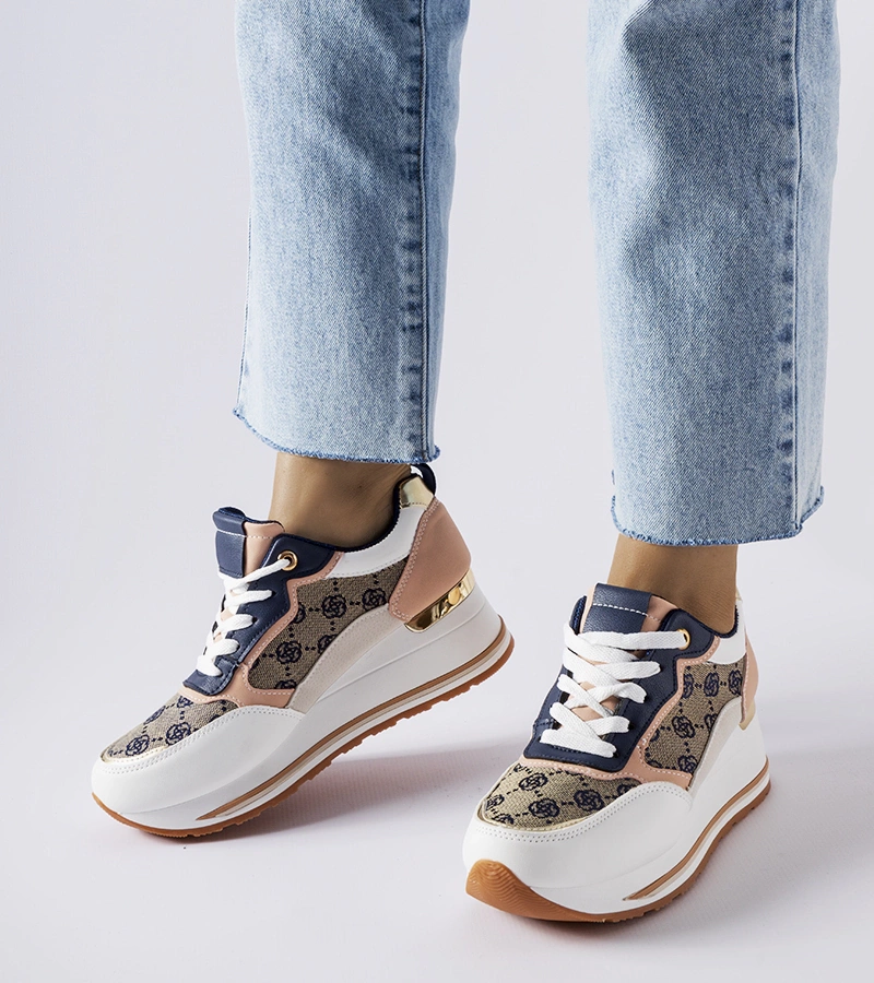 Weiß-rosa Keil-Sneaker von Rouxi