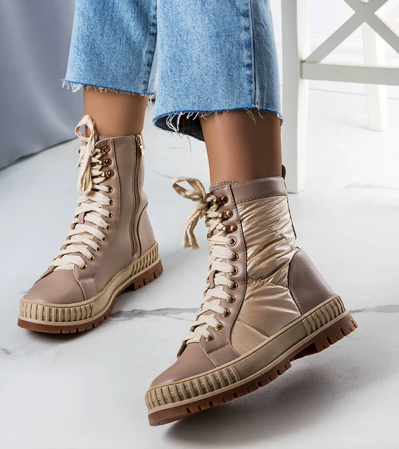 Beige gefütterte Hamina Trapperstiefel