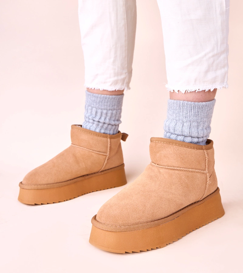 Braune Schneestiefel aus echtem Wildleder Armona