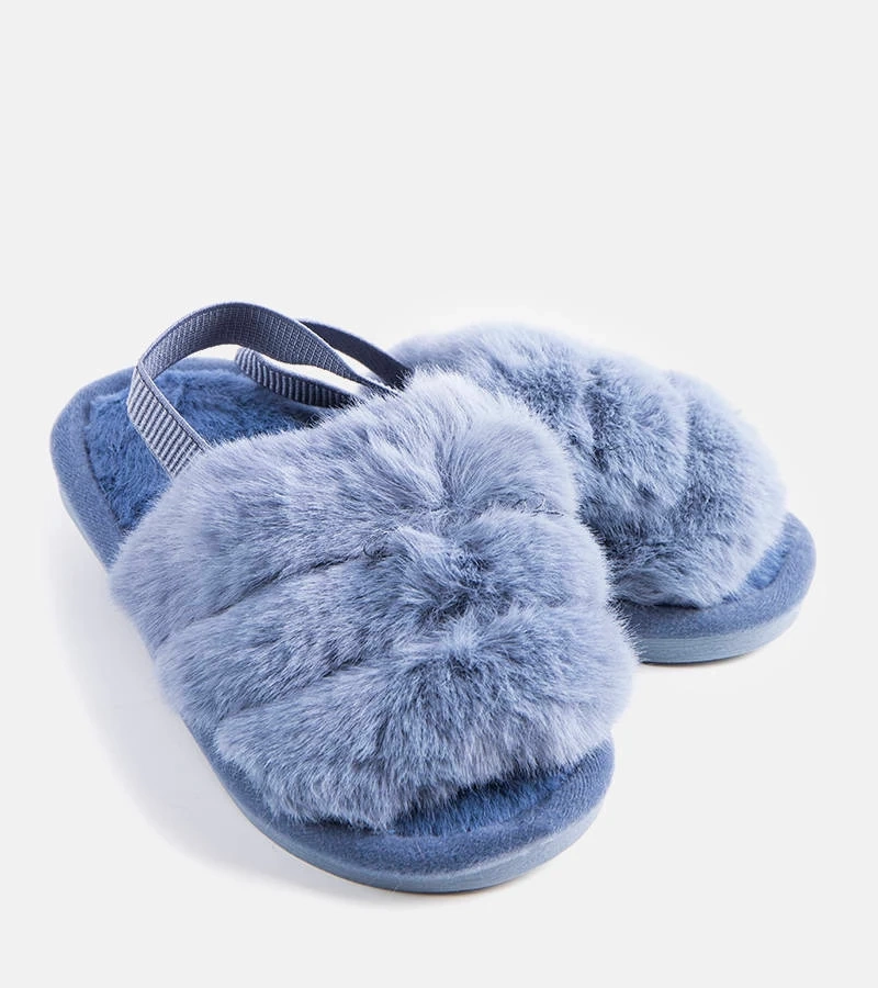Leilanys blaue Gummiband-Hausschuhe