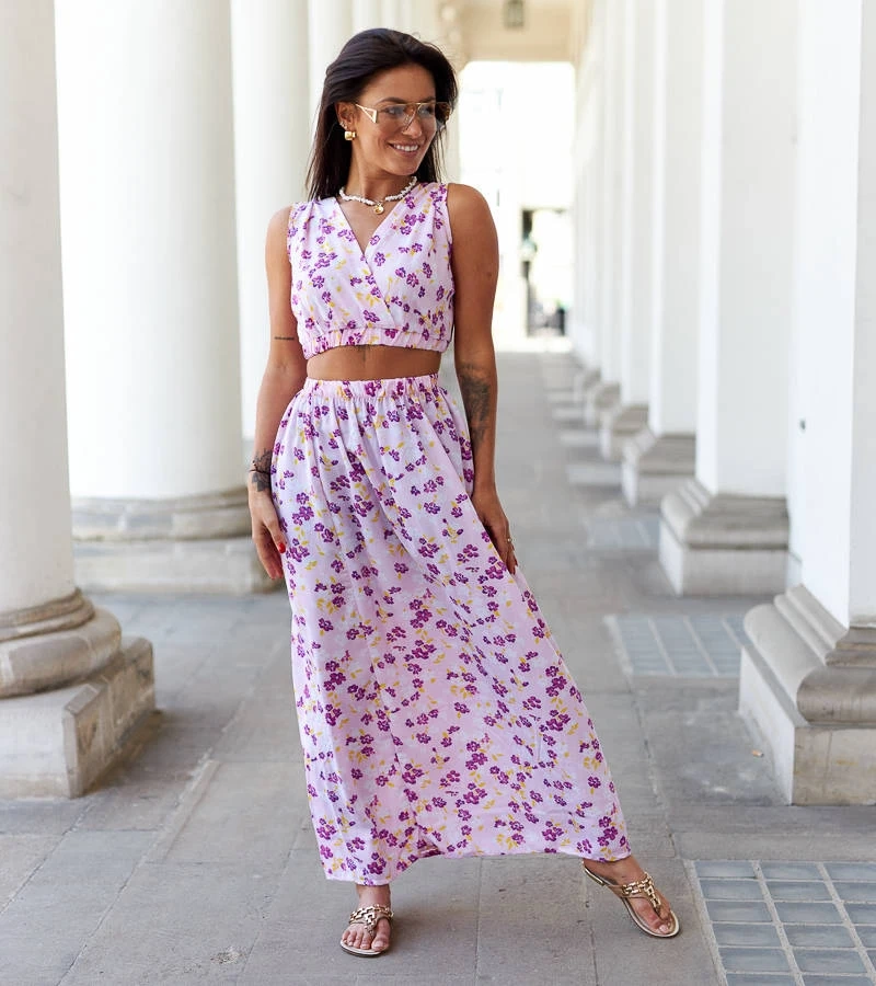 Rosa Set mit Top und Rock Genova