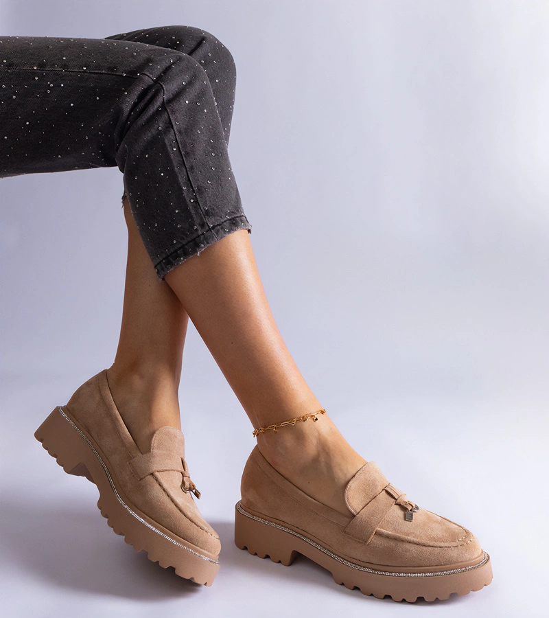 Beige Mokassins aus Wildlederimitat Henley