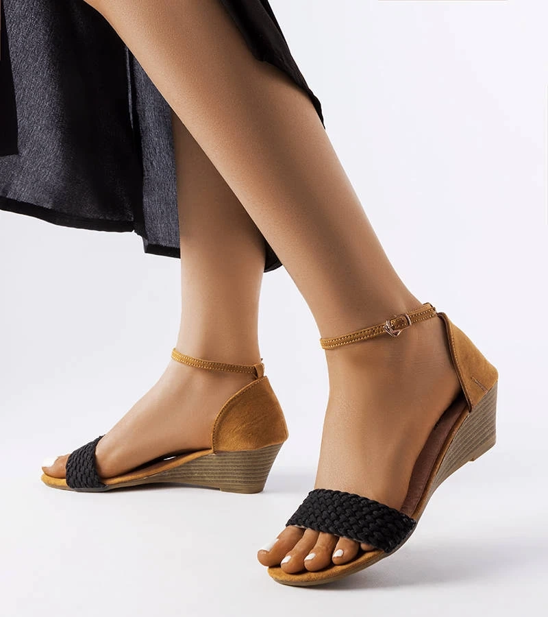 Schwarze Keilabsatz Sandalen von Veltri