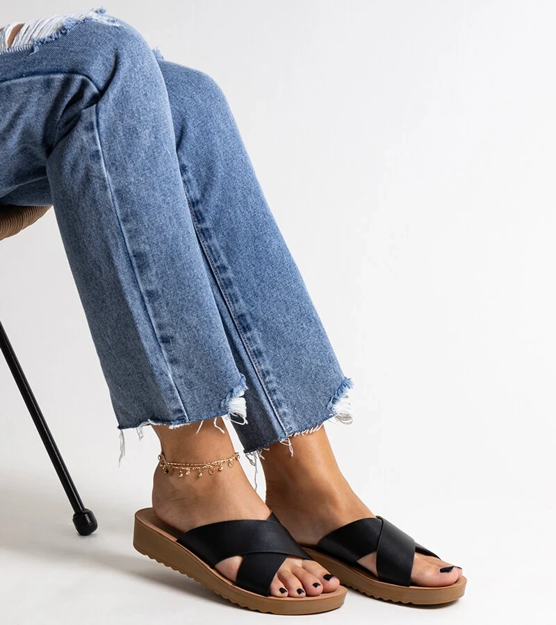 Schwarze Keilabsatz-Sandalen aus Burtuka-Echsenleder