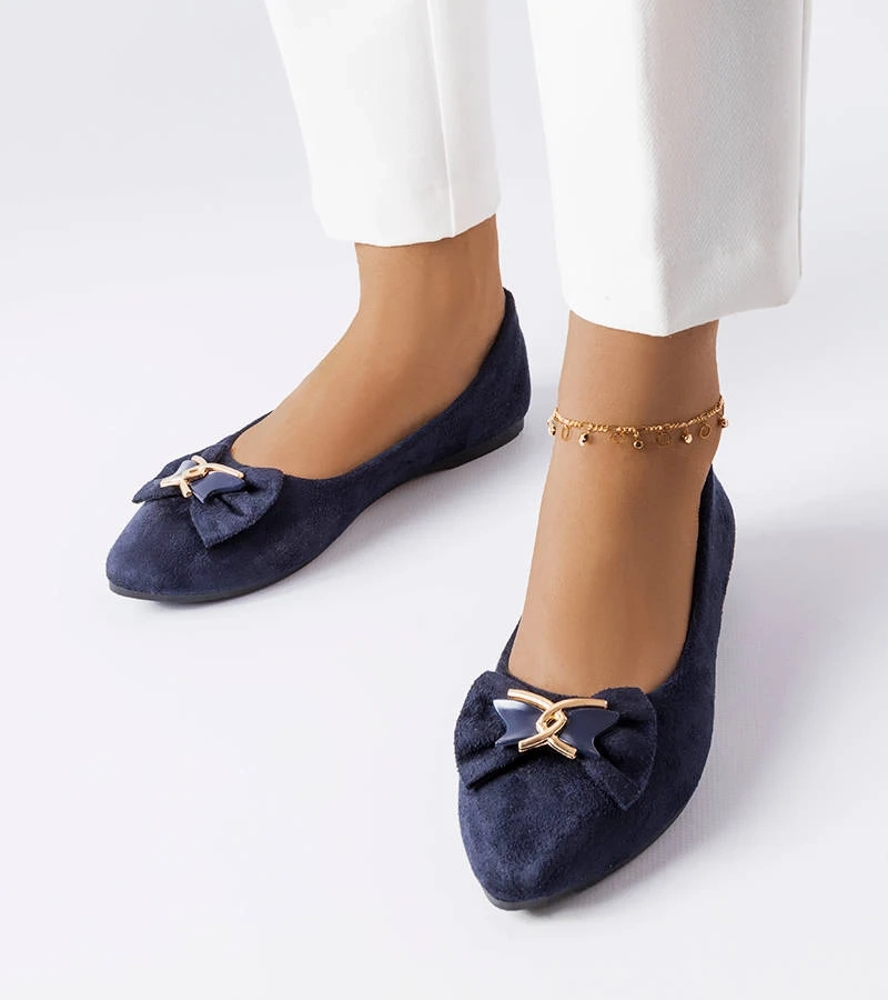 Marineblaue Ballerinas mit Schleife von Jetté