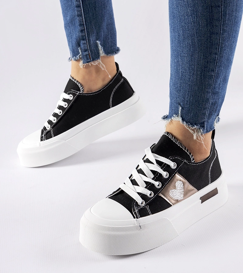 Schwarz-silberne Lawton Plateau-Sneaker