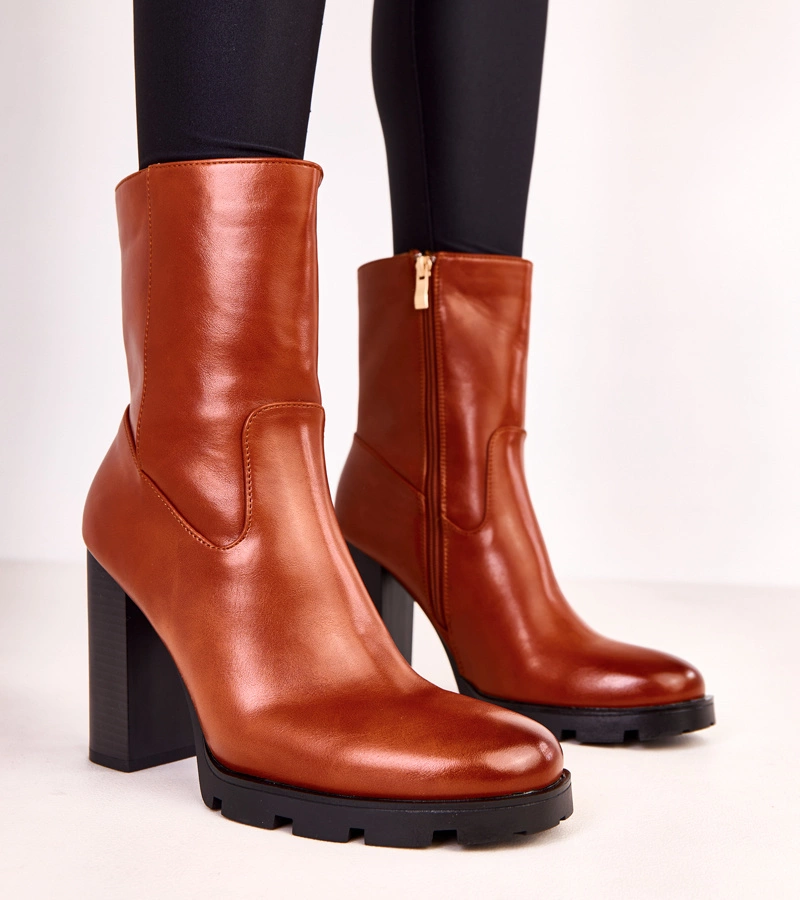 Damen Stiefeletten in Braun mit Blockabsatz Wendora