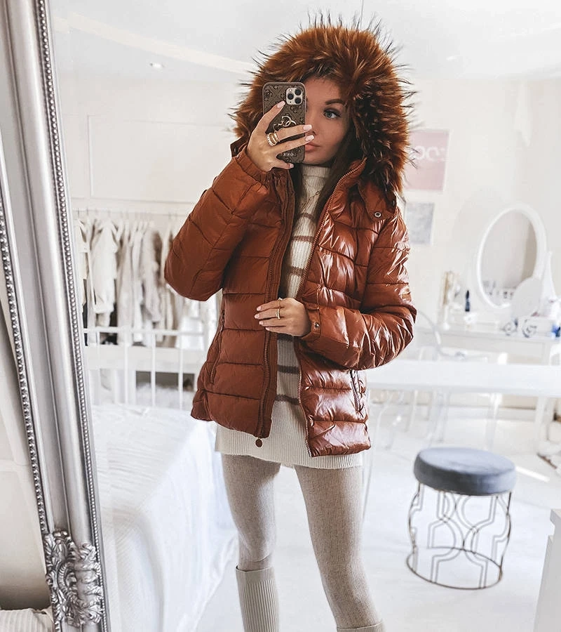 Cameljacke mit Pelzkapuze Poisson