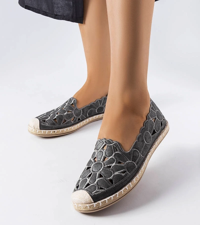 Graue durchbrochene Espadrilles Lamarre