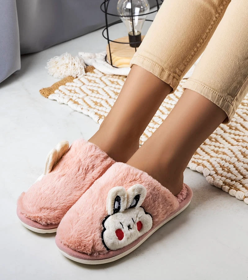 Hellrosa weiche Hausschuhe Half Bunny