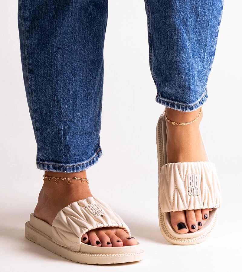 Beige Pantoletten mit Raffung von Big Star NN274A746