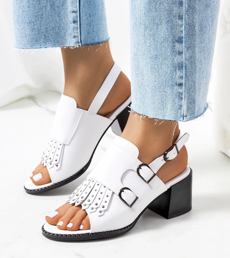 Weiße Leder Sandalen mit Zand Schaft