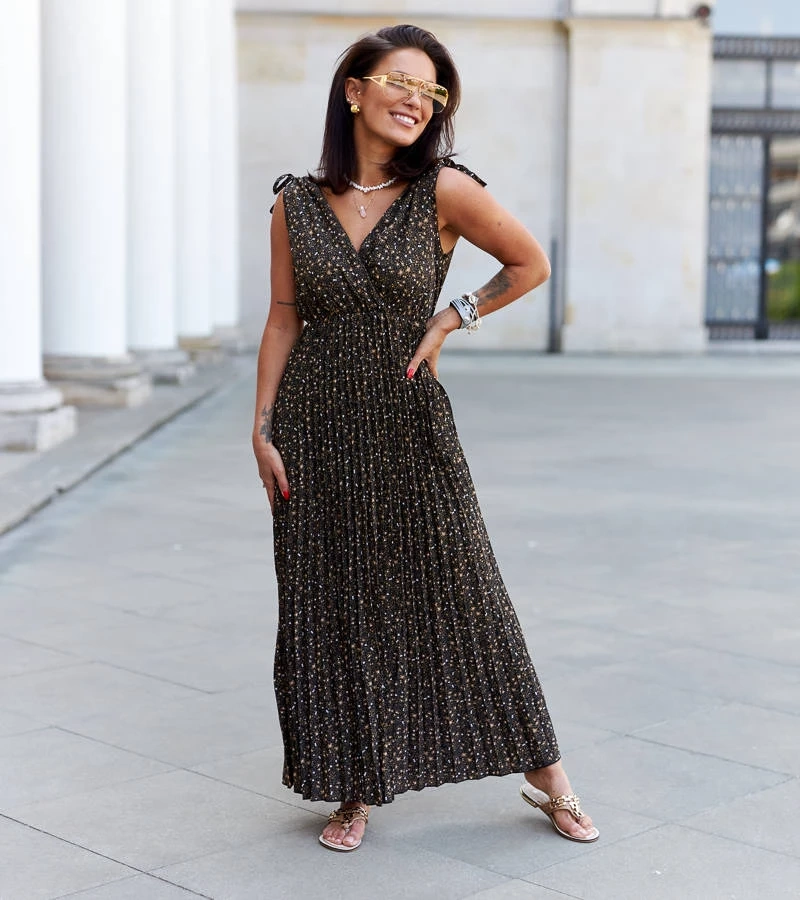 Schwarzes Plisseekleid Spalato