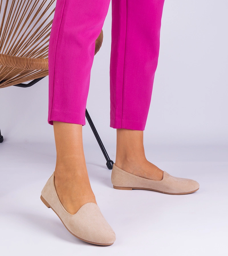 Beige klassische Ballerinas aus Öko-Wildleder Valensia