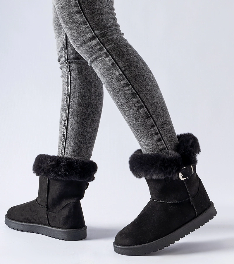 Schwarze mit Fell gefütterte Borgorato Schneestiefel