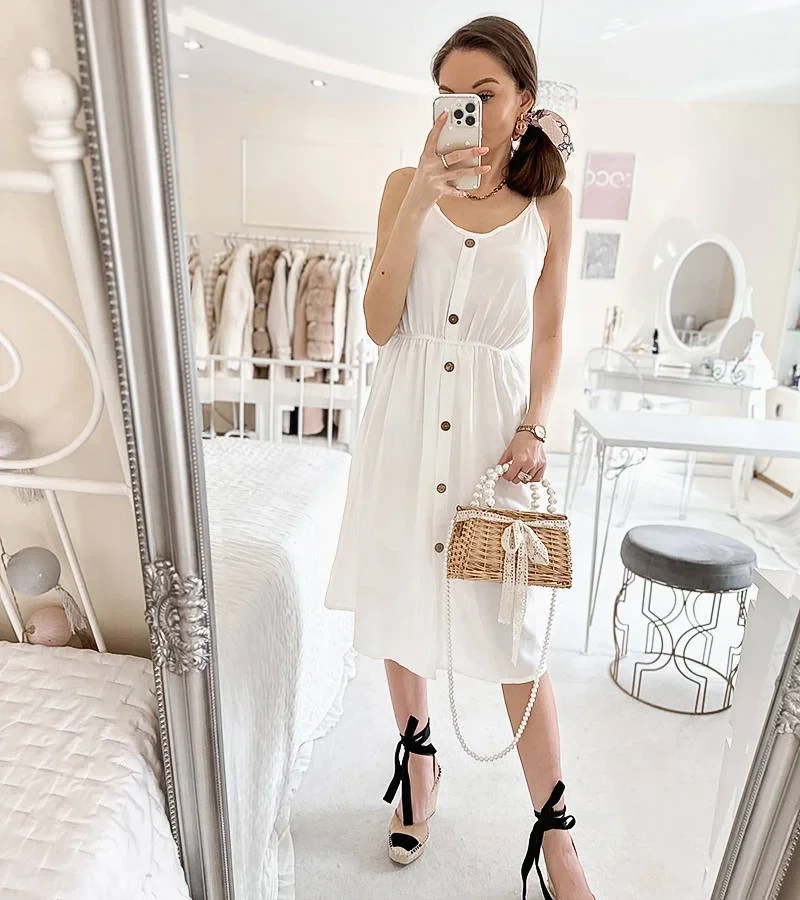 Weißes Trägerkleid Plaisance