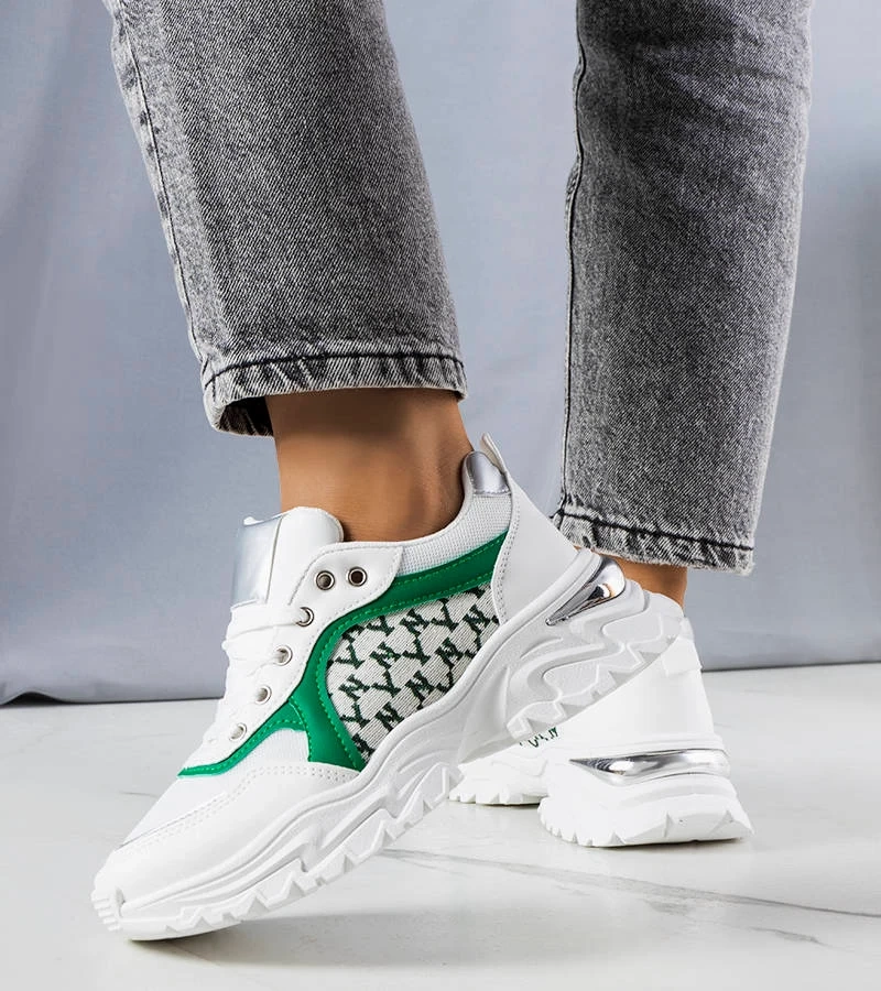 Weiß-grüne Damen-Sneaker Florival
