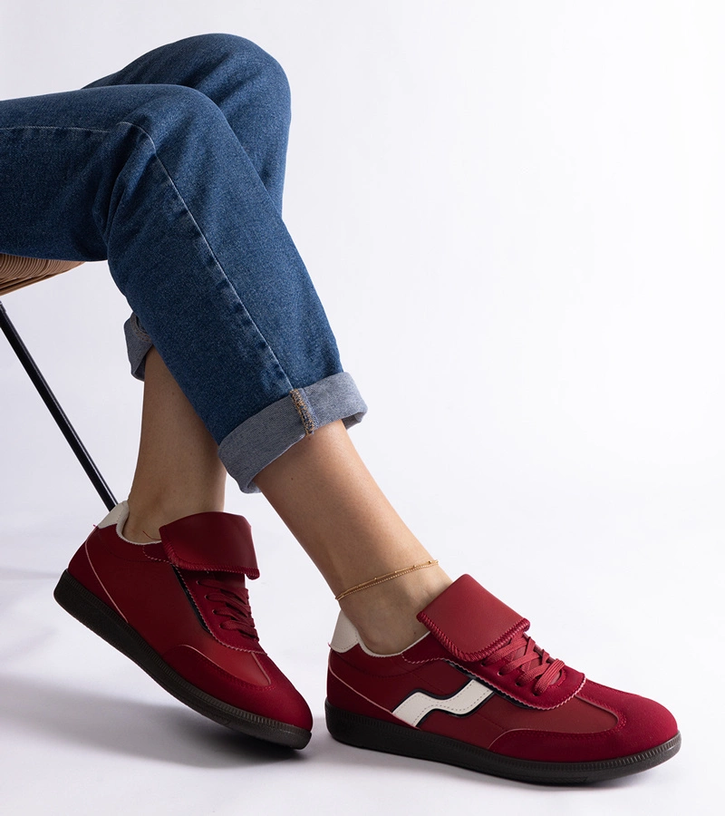 Rote niedrige Schnürsneaker Edelmira