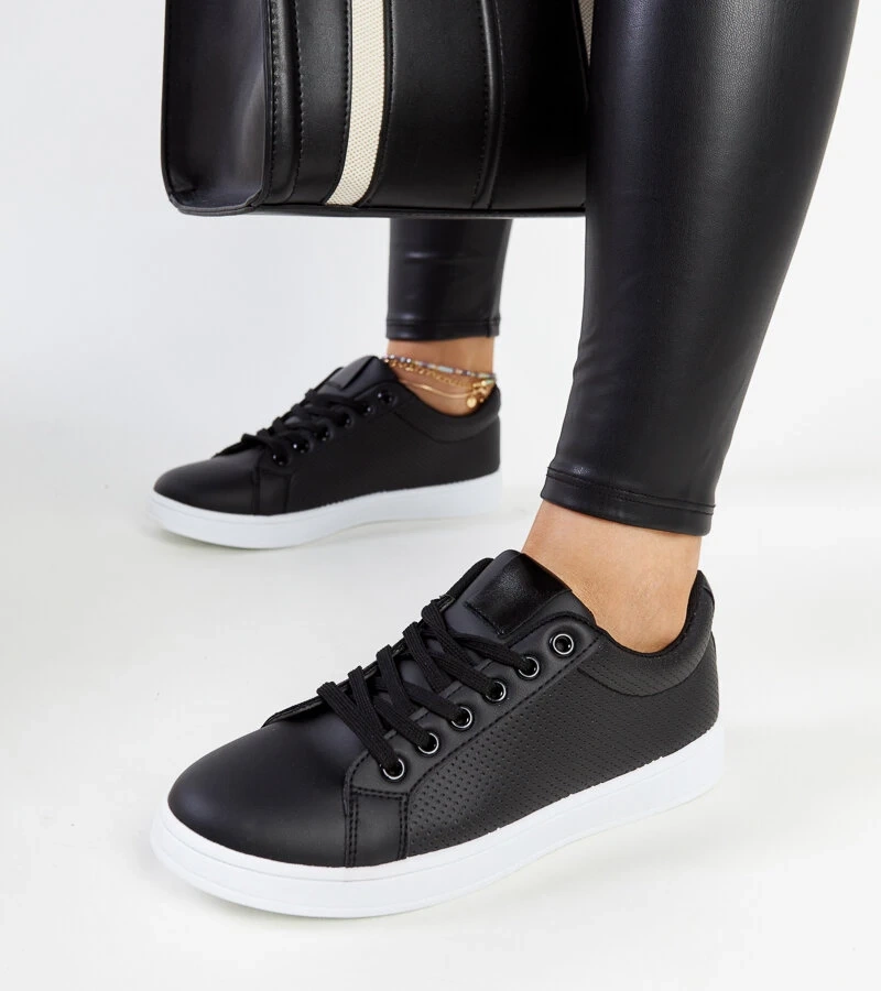 Schwarze Öko-Leder-Sneaker Semret