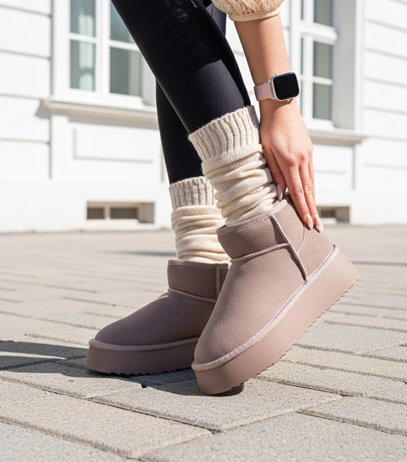 Graue Schneestiefel aus echtem Wildleder Armona