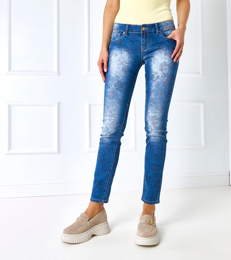 Damenhose Doria RE-268 BLUE mit mehrfarbigem Muster