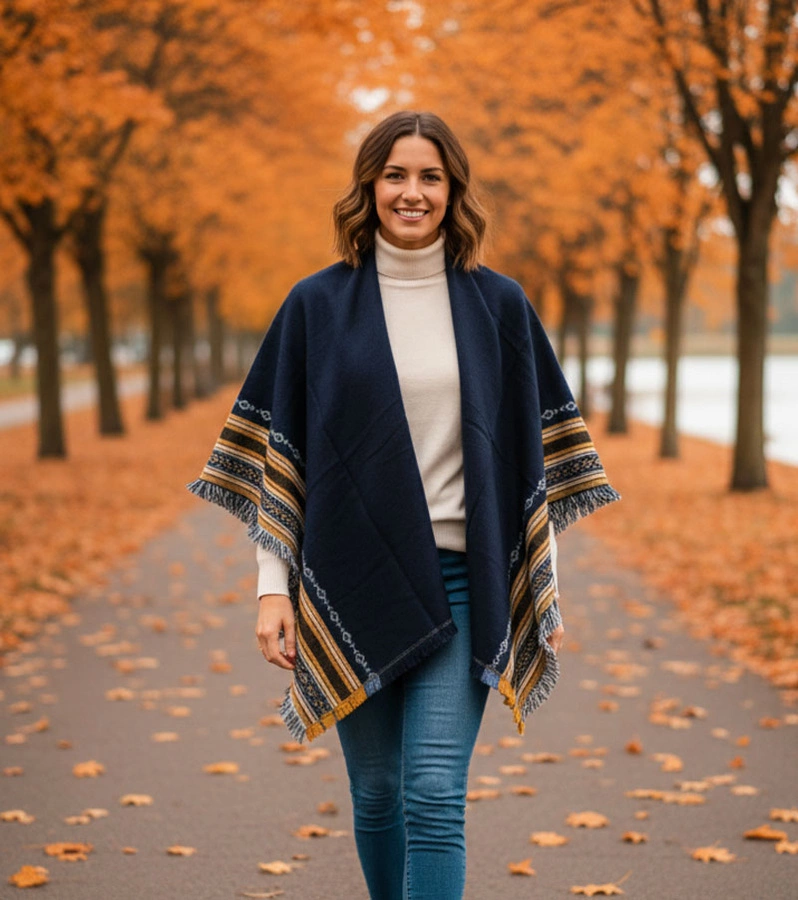 Blaues Tuch mit Rio Verzierung