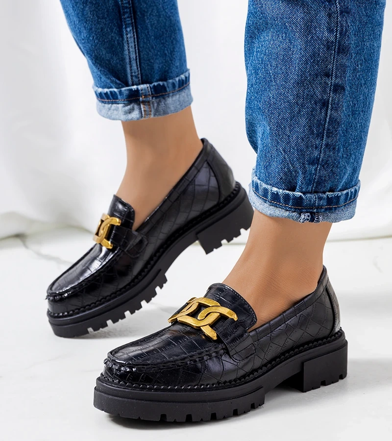 Schwarze Mokassins mit hoher Sohle von Zanen