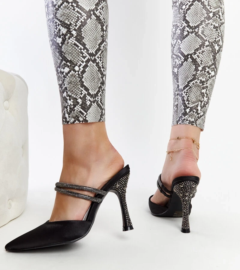 Schwarze Raffaelina Stiletto-Sandalen