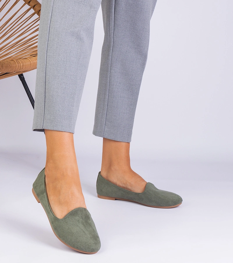 Grüne klassische Ballerinas aus Öko-Wildleder Valensia