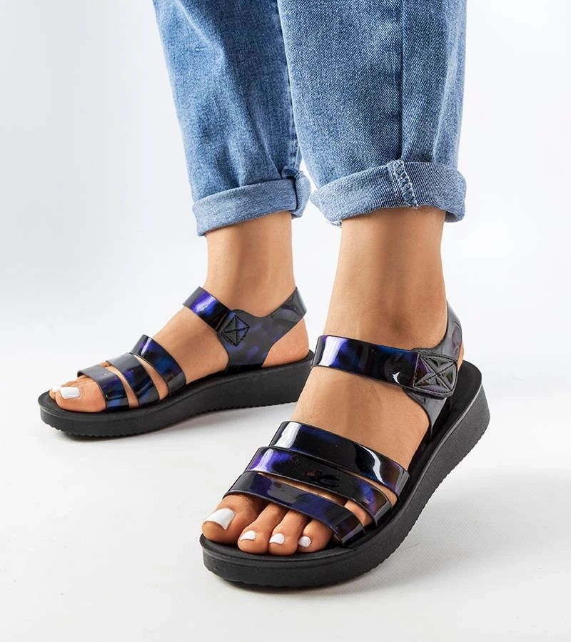 Covillon Keilabsatz Sandalen in Marineblau