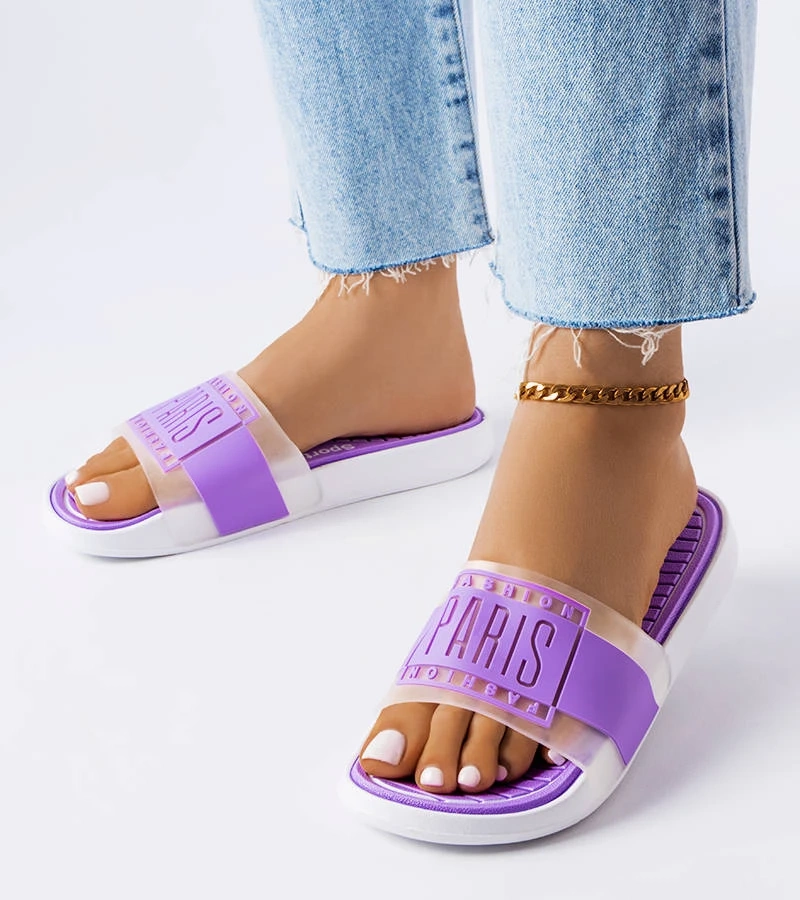 Lila Gummiflipflops Paris