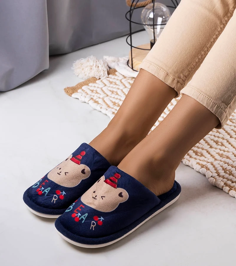 Marineblaue weiche Hausschuhe von Bear