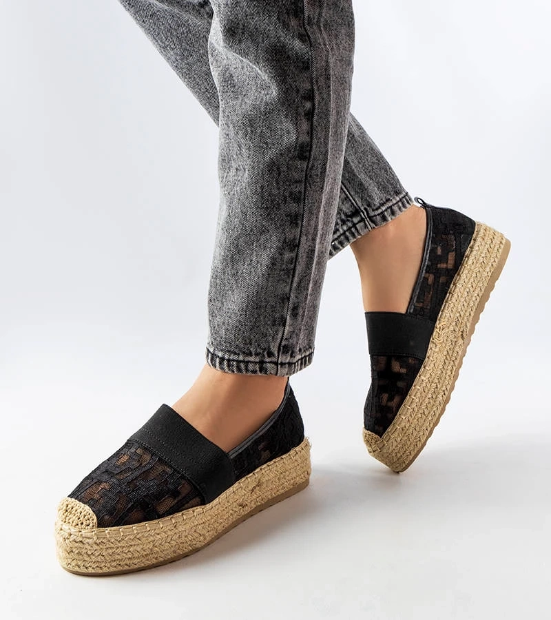 Schwarze Netz-Espadrilles von Bateliers