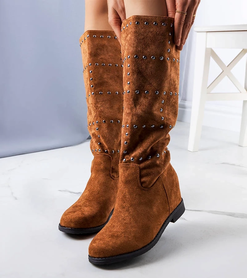 Camel-farbene Keilstiefel von Mercato