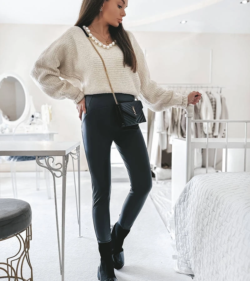 Graue gewachste Leggings von Ambrose