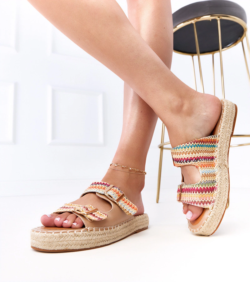 Mehrfarbige gehäkelte Espadrilles mit Schnallen Kasina