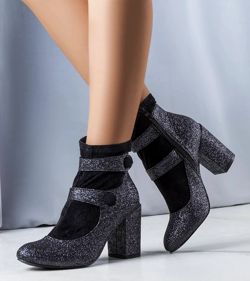 Schwarze Glitzer-Stiefeletten Orlando