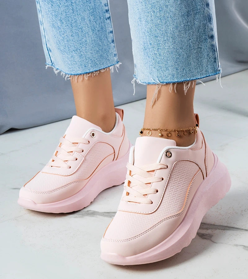 Rosa Sneakers auf modischer Sohle von Panetier