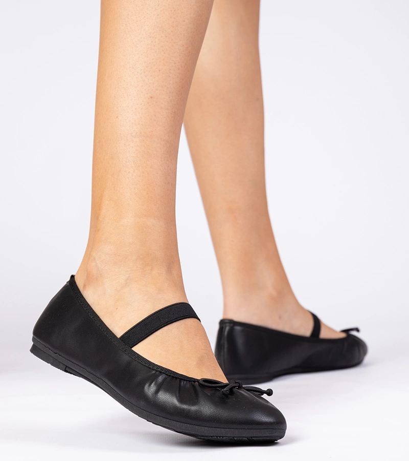 Schwarze Damen-Ballerinas mit Schleife Leronis