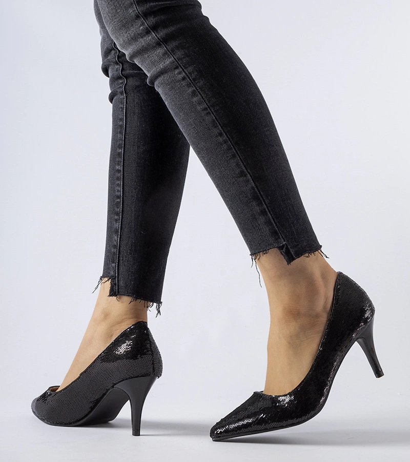 Schwarze Pailletten-Stilettos von Ernesto