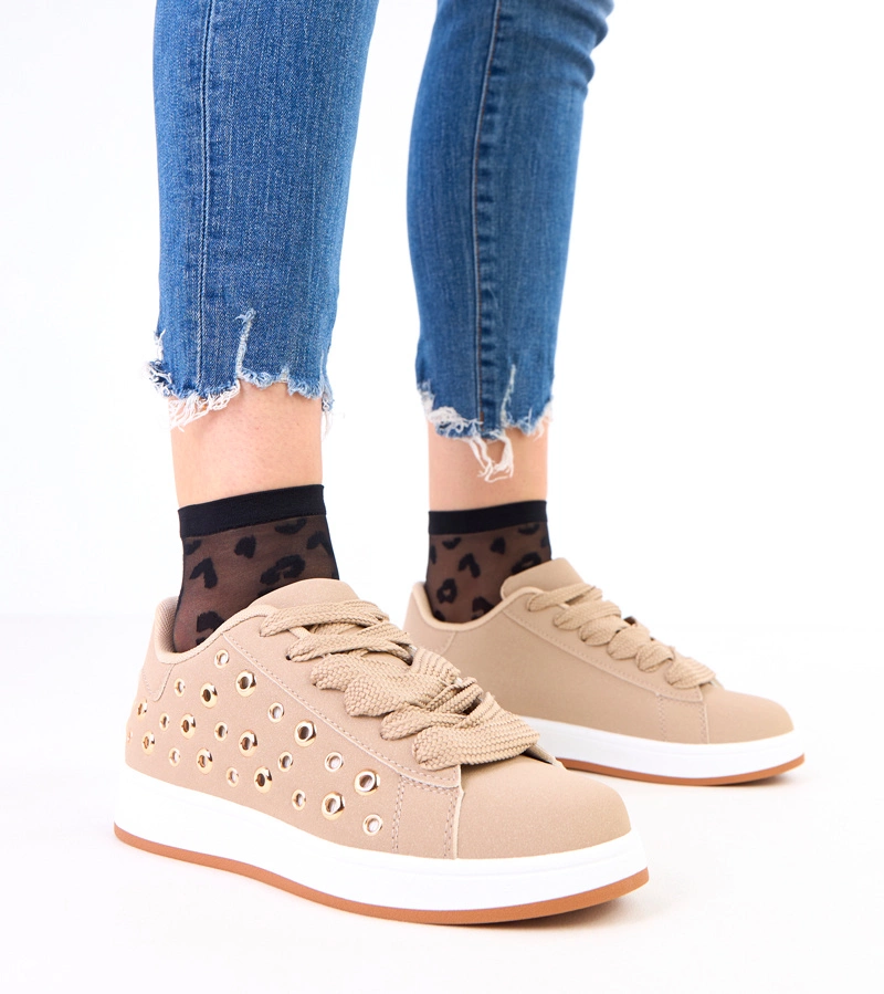 Braune Plateausneaker mit Nieten Adelis