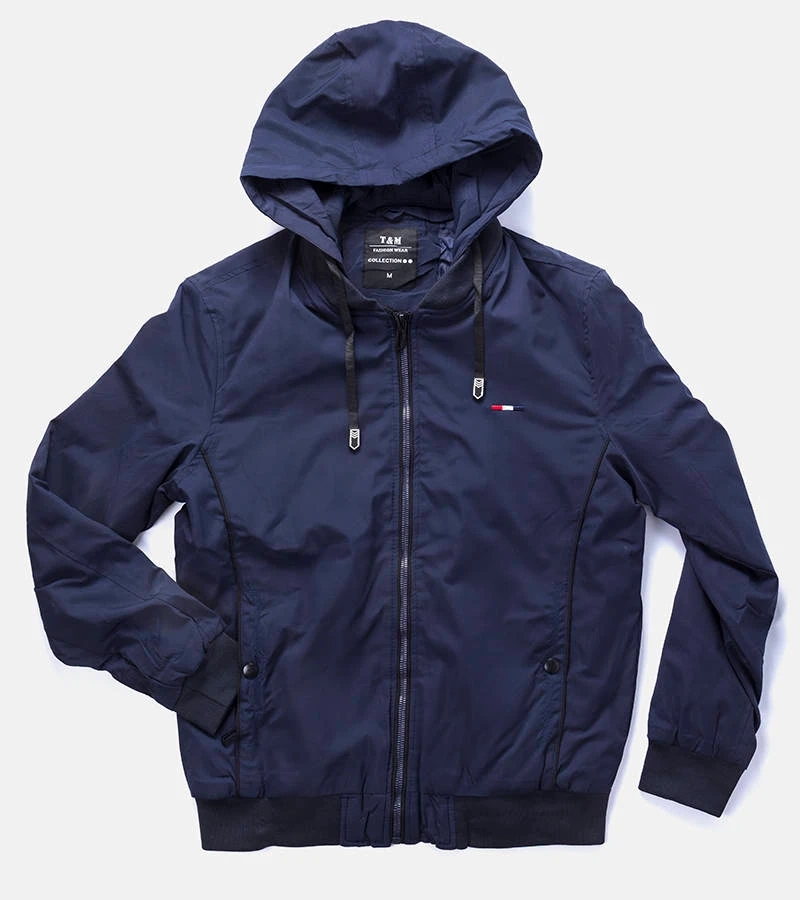 Blaue Herren-Windjacke mit Kapuze Duplessis