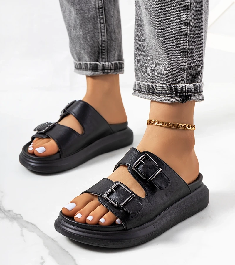 Schwarze Ageston Sandalen mit Schnallen