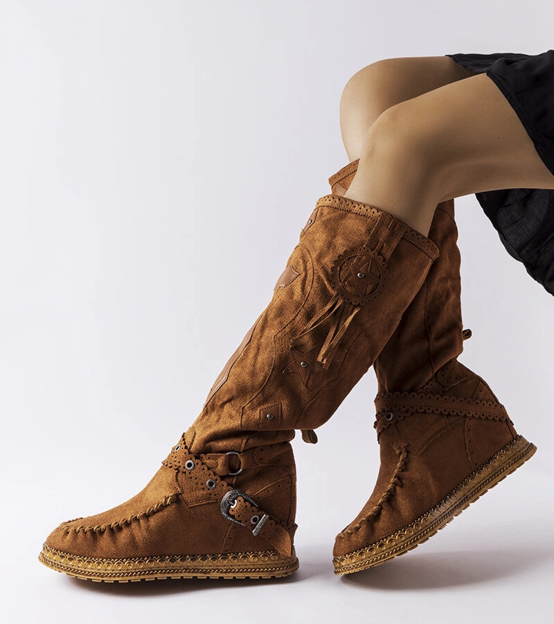 Braune Boho-Stil Stiefel Putignano