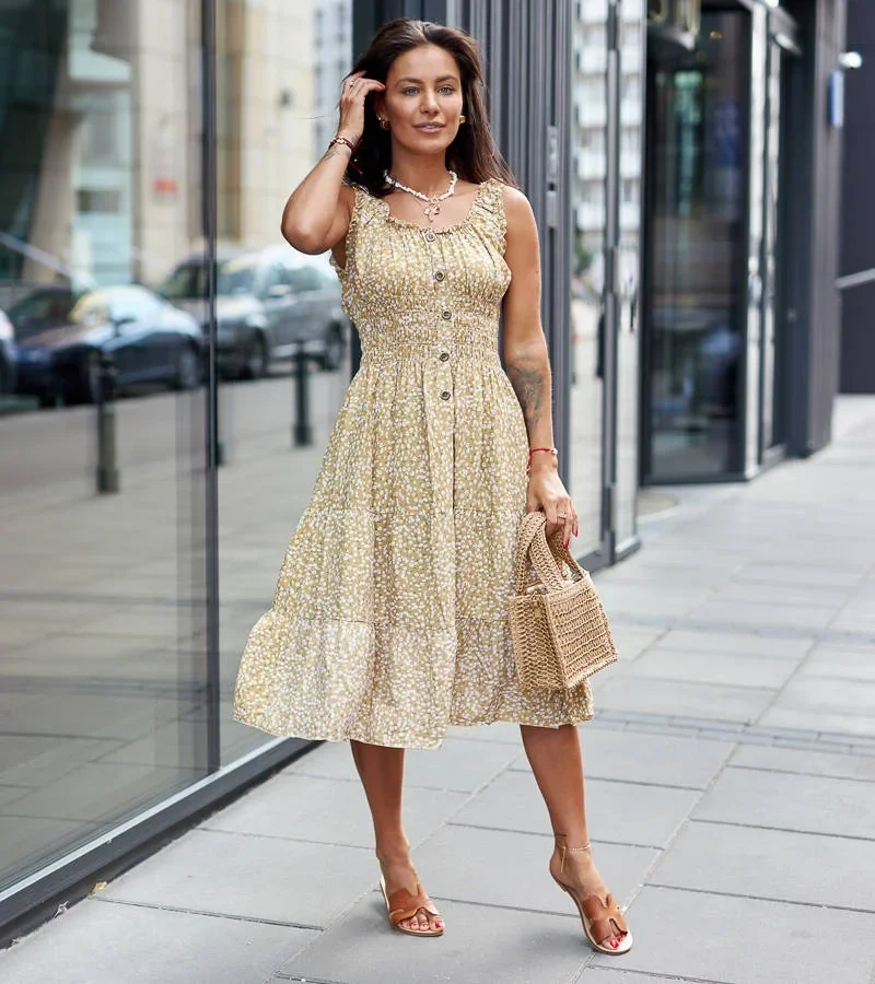 Dunkelgelbes Trägerkleid von Valleceppi