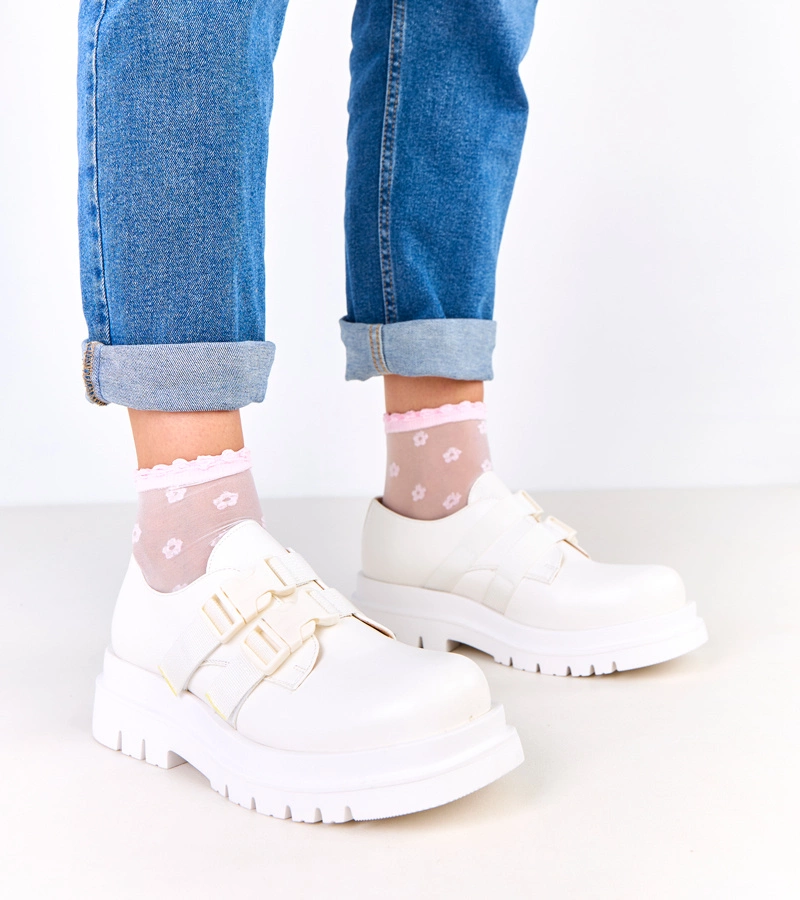 Weiße Damenhalbschuhe auf Plateausohle Prospero